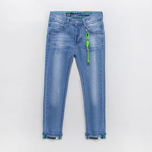 Jeans longs droits en denim pour enfants avec cordon, vente en gros, pour garçons - Product Image 3
