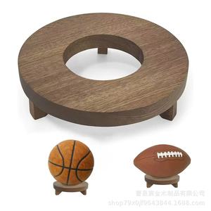 Wooden Sports Ball Display Rack Solid Wood Desktop Basketball Football Holder Storage Base Collection <b>Stand</b> - Product Image 1