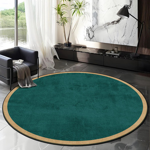 Alfombra de terciopelo de cristal redonda de lujo con diseño abstracto, resistente a las manchas, lavable, decoración para el hogar, para sala de estar y dormitorio - Product Image 3