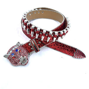 カスタム カラー 合金 メタル バックル ウエスタン スタイル ラインストーン ウエスト バレット ベルト PU レザー 日常 使用 - Product Image 4