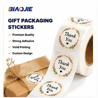 Autocollants en papier kraft personnalisés avec dorure à chaud, étiquettes de remerciement, scellés adhésifs pour emballage, impression OEM Biaojie