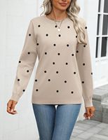 Pull à col rond à manches longues à pois pour femmes, ample, formel, décontracté, vêtement basique (personnalisable)