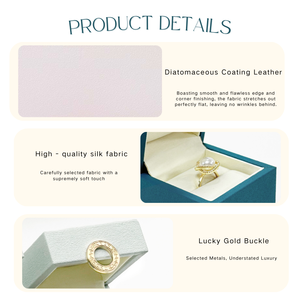 Caja de Joyería de Terciopelo Azul y Cuero PU al por Mayor, con Logotipo Personalizado, Mini Estuche de Lujo para Exhibición de Anillos y Collares, ¡Gran Venta! - Product Image 4