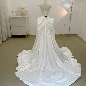 Superbe Robe de Mariée Sirène Moderne Grande Taille en Dentelle Douce avec Perles et Appliques de Cristal, Traîne Courte Lsjj104 - Product Image 5