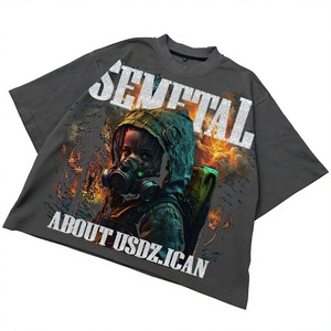 T-shirt en coton surdimensionné imprimé de strass lourds pour l'été, personnalisé, style hip-hop streetwear, avec motif graphique - Product Image 1