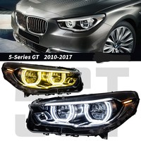 Feux avant LED bicolores Veidt pour BMW Série 5 GT/F34 (2010-2017) avec anneaux lumineux dorés modifiés