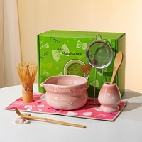 Ensemble de cérémonie du thé japonais 7 pièces, en céramique multicolore, avec bol à bec verseur en forme de ciseaux (Chawan) et fouet à matcha, pour la cérémonie du thé à domicile