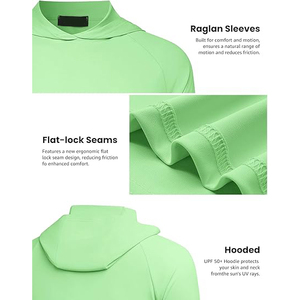 Sudadera con capucha de pesca de rendimiento impermeable para hombres al por mayor, camisa con capucha UPF50 + de secado rápido con Spandex/algodón/material de fibra de bambú - Product Image 5