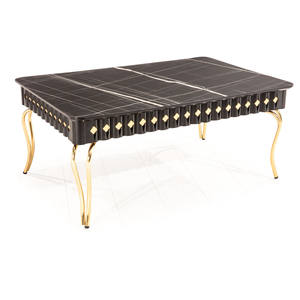 Mesa de Centro Moderna de Imitación Mármol con Estructura Metálica, Mueble Resistente para Sala de Estar de Rosse - Product Image 2