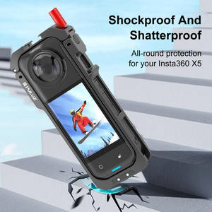 PULUZ Cage de protection légère en alliage d'aluminium pour Insta360 X5 avec cache-objectif, double support griffe froide et base magnétique - Product Image 6