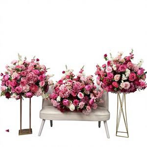 Centre de table en fleurs artificielles en soie lisses, taille personnalisable, fleurs de cerisier et roses, pour mariage - Product Image 1
