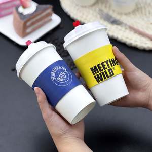 Manchons de gobelets en papier ondulé à double paroi en kraft recyclé écologique imprimés en couleur avec logo personnalisé pour boissons chaudes - Product Image 4