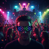 Lunettes intelligentes LED RGB magiques avec 200 perles LED, programmables par application, rechargeables par USB sans fil, 5 heures d'autonomie pour les fêtes et les festivals