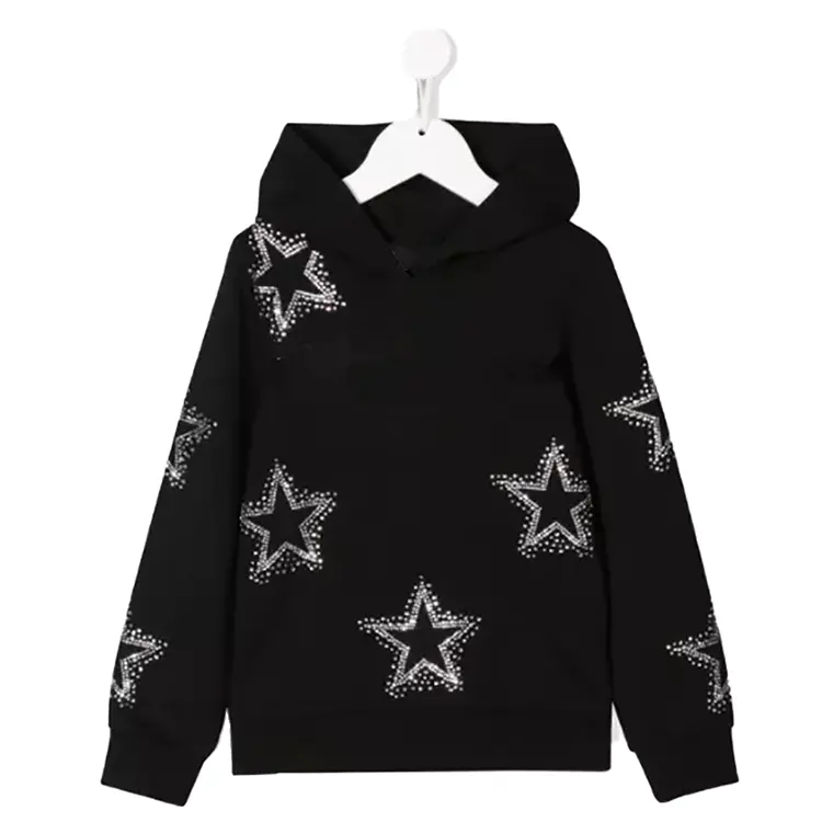 Decheng – sweat-shirt à capuche 100% coton pour homme, sweat-shirt à imprimé étoile, en coton lourd, noir, sans cordon