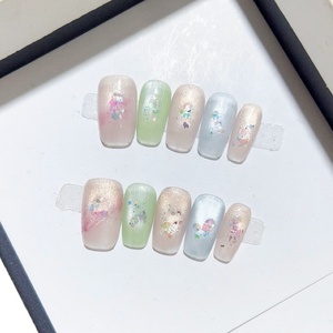 <span class=keywords><strong>Uñas</strong></span> Postizas Acrílicas Pre-Encoladas de Color Prensado UV Hechas a Mano, Diseño Cuadrado de Moda, Cobertura Completa para Dedos, Gran Venta - Product Image 6