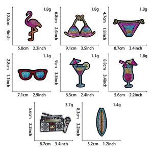 Iron-on Multicolor <b>Sequin</b> Embroidery Hawaiian Bikini Sunglass Surf Truck Car Cocktail Patch for Clothes <b>Bag</b> Decoration - Product Image 4