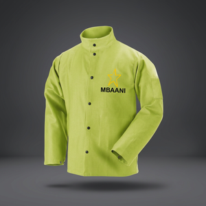 Veste de travail en polyester soudé imperméable à manches longues vertes MBAANI, boutonnée sur le devant, coupe régulière, vêtements de sécurité ignifuges - Product Image 4