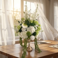 Centre de table de 35 cm en soie blanche et verte, fait main, de haute qualité, durable, avec fleurs mélangées, arrangement moderne de luxe pour mariage et hôtel, personnalisable