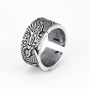 Anillo de plata con diseño de Animal místico para hombre, anillo de dragón grueso, estilo hip hop Punk - Product Image 6