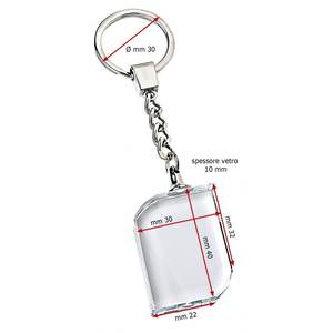 Llavero de Cristal Transparente Rectangular de 28x40 mm con Cadena y Anillo para Personalización o Regalo - Product Image 2