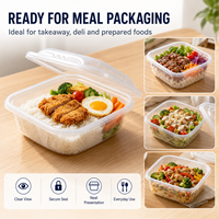 Boîte alimentaire jetable carrée en PP avec couvercle inviolable de qualité alimentaire, étanche, pour emporter, idéale pour les salades de restaurant
