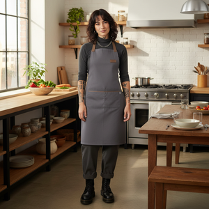 Grembiule da Cucina Senza Maniche Siena con Logo Ricamato, in Tessuto di Poliestere di Alta Qualità, Stile Barbecue, Lavato, per Uso Domestico e Ristoranti - Product Image 3