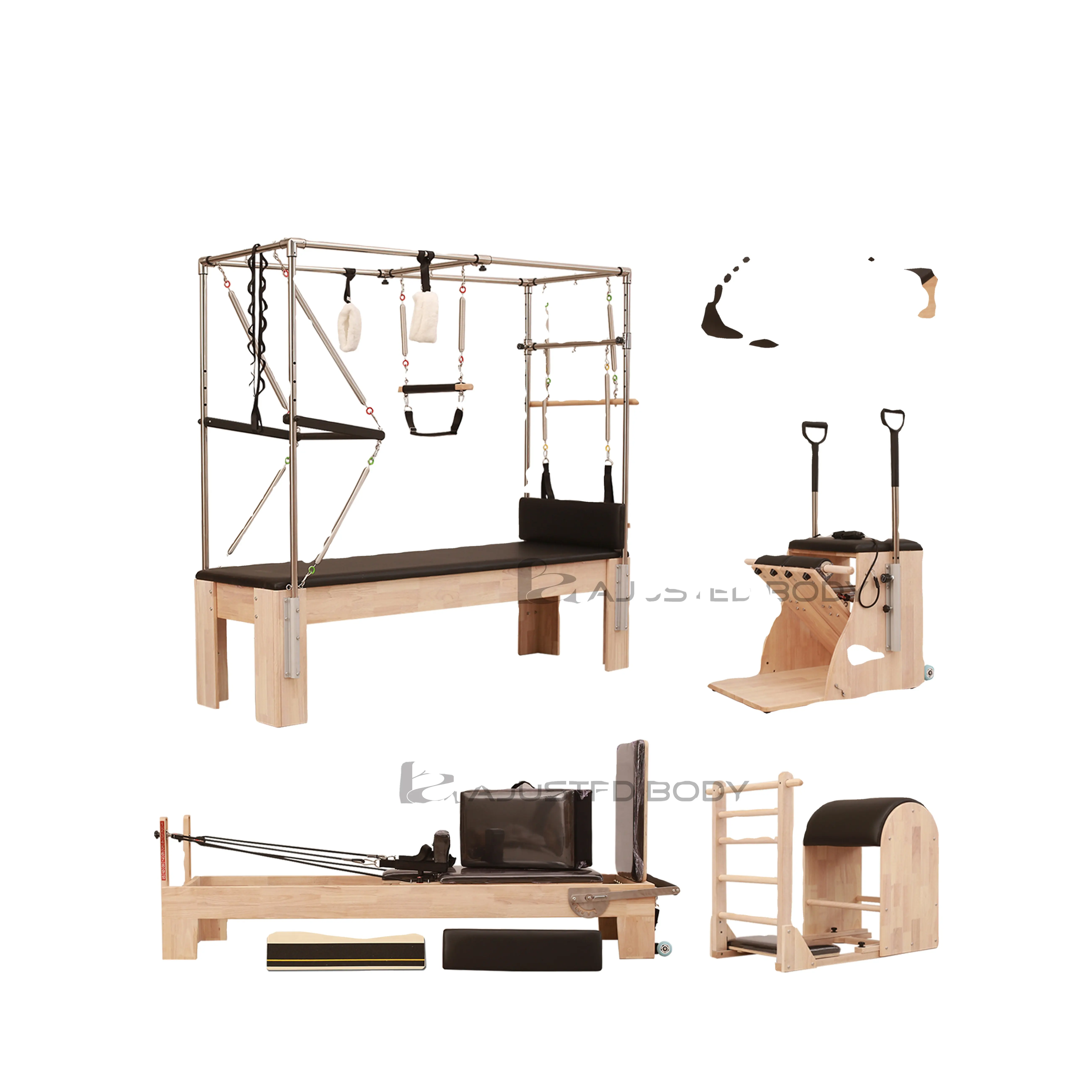 Máquina de equilibrio de madera, mesa de trapecio de roble, Cadillac, Pilates, Reformer, barril de silla