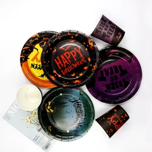 Hot Sale Trending Products 2023 New Arrivals Halloween Decor Disposable Party Supplies 7inch 9inch Paper Plate Cup Tableware