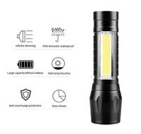 Lampe torche LED rechargeable en aluminium imperméable portable avec zoom et 3 modes d'éclairage, lampe de camping, mini torche, lanterne