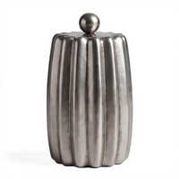 Vente en gros de boîtes de rangement décoratives pour fruits secs et dates, en métal cannelé finition argentée, pour table