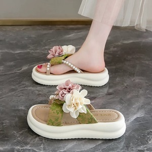 Women's Summer Thick-Soled Floral <b>Slides</b> Stylish for Outdoors Work Perfect Soft Non-<b>Slip</b> Soles for Comfortable All-Day Wear - Product Image 5