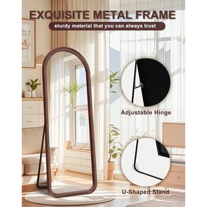 Espejo de cuerpo entero Delma Arched 5534L x 2034W con marco de terciopelo, espejo de pie para decoración de dormitorio - Product Image 5