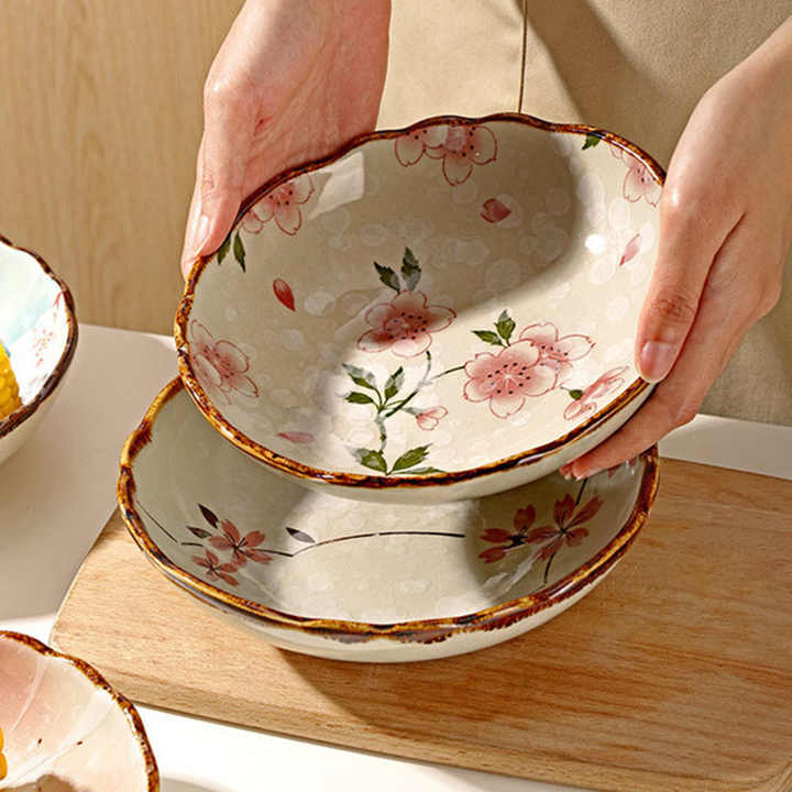 Japanese-style high-end ceramic plate hand-painted lace disc deep