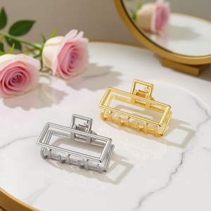 Pince à cheveux rectangulaire Angelina 4,5 cm en alliage de zinc, accessoire de mode pour femme, usage quotidien - Product Image 3