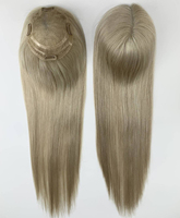 Prothèse capillaire en cheveux humains vierges européens, tissée à la main pour la dentelle, pour femmes, couleur balayage blond cendré, densité 150%