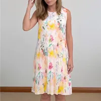 Robe en polyester cintrée à taille haute pour femme de bureau, manches courtes, disponible en orange et jaune, tailles S à 3XL