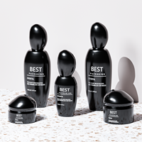 Ensemble de flacons et pots en verre de luxe uniques pour soins de la peau, capacités de 30 ml, 50 ml, 100 ml, avec couvercles en forme de pierre pour masque facial