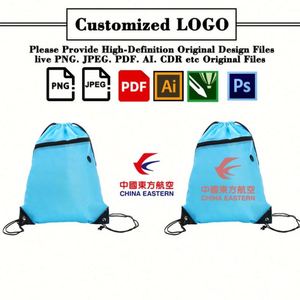 Wholesale 210d Polyester <b>Drawstring</b> <b>Backpack</b> Bag Custom Logo <b>Drawstring</b> Sports Gym Storage with Zipper for Shopping - Product Image 2