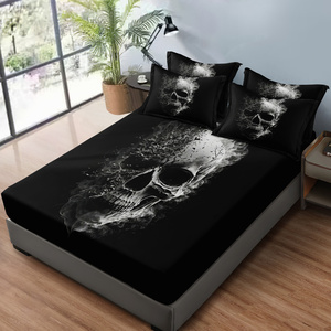 Wholesale Eco-Friendly Knitted 3Pcs Soft Microfiber Polyester <strong>Fitted</strong> <strong>Sheet</strong> Set with American Style Duvet Cover Bedding - Product Image 2