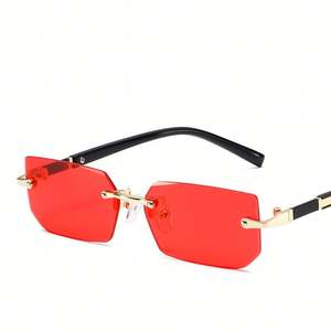 Lunettes de soleil tendance rétro rectangulaires à petite monture avec logo personnalisé 2025, UV400, dégradées, sans monture, carrées, pour hommes et femmes - Product Image 5