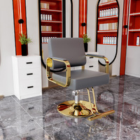 Fauteuil de salon de coiffure pivotant et réglable en hauteur, en acier inoxydable noir, avec siège en similicuir, design moderne