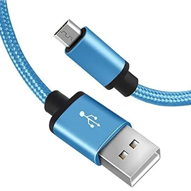 Cable micro USB de algodón trenzado, cable de datos de carga rápida, 3 pies