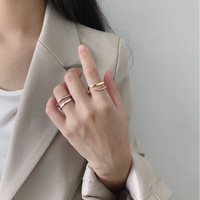 Vianrla — bague ouverte double pour femme, ouverte, ajustable, en argent sterling