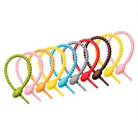 Attaches-câbles en silicone auto-bloquants réglables pour l'organisation des câbles de données en gros ; attaches-câbles personnalisées dégradées couleur bonbon, haute esthétique, 21,5 cm