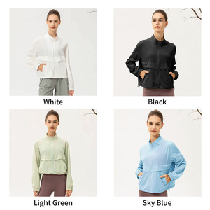 Veste de sport décontractée pour femme, coupe ample, haute qualité, coupe-vent, respirante, avec fermeture éclair et col montant, idéale pour le yoga, la course et l'entraînement - Product Image 2