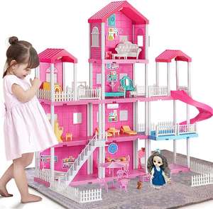 <span class=keywords><strong>Casa</strong></span> delle Bambole a 4 Piani con 10 Stanze <span class=keywords><strong>di</strong></span> <span class=keywords><strong>Gabby</strong></span> con 2 Personaggi <span class=keywords><strong>Giocattolo</strong></span> e Accessori, Caratteristiche Fai-da-Te, Casetta <span class=keywords><strong>Giocattolo</strong></span> per Bambine - Product Image 1