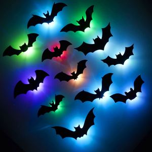 Halloween 3D Bat <b>Wall</b> Stickers Decor with LED Glowing <b>Lights</b> - Product Image 3