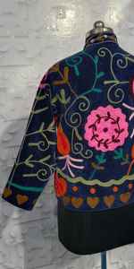 Latest Vintage Long Suzani <b>velvet</b> <b>Jacket</b> <b>Women</b> Elegant Casual Hand Embroidered Winter Coat Cozy Cardigan Dress Beach Free - Product Image 5