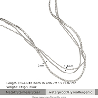 Collier ras de cou en acier inoxydable argenté tressé à trois couches et sans ternissure avec chaîne en forme de serpent et strass pour filles