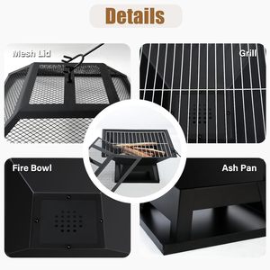 Braciere Portatile Quadrato per Esterni, Ideale per BBQ, Riscaldamento, Falò, Feste, Campeggio, Giardino, Patio, Viaggi in Camper - Product Image 2